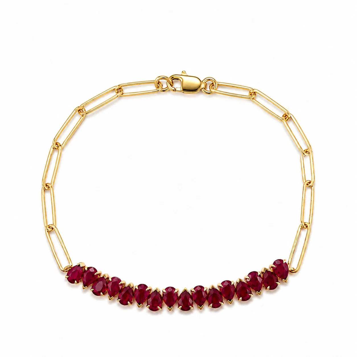 Paperclip Bracelet with Natural Color Stones - Image 3