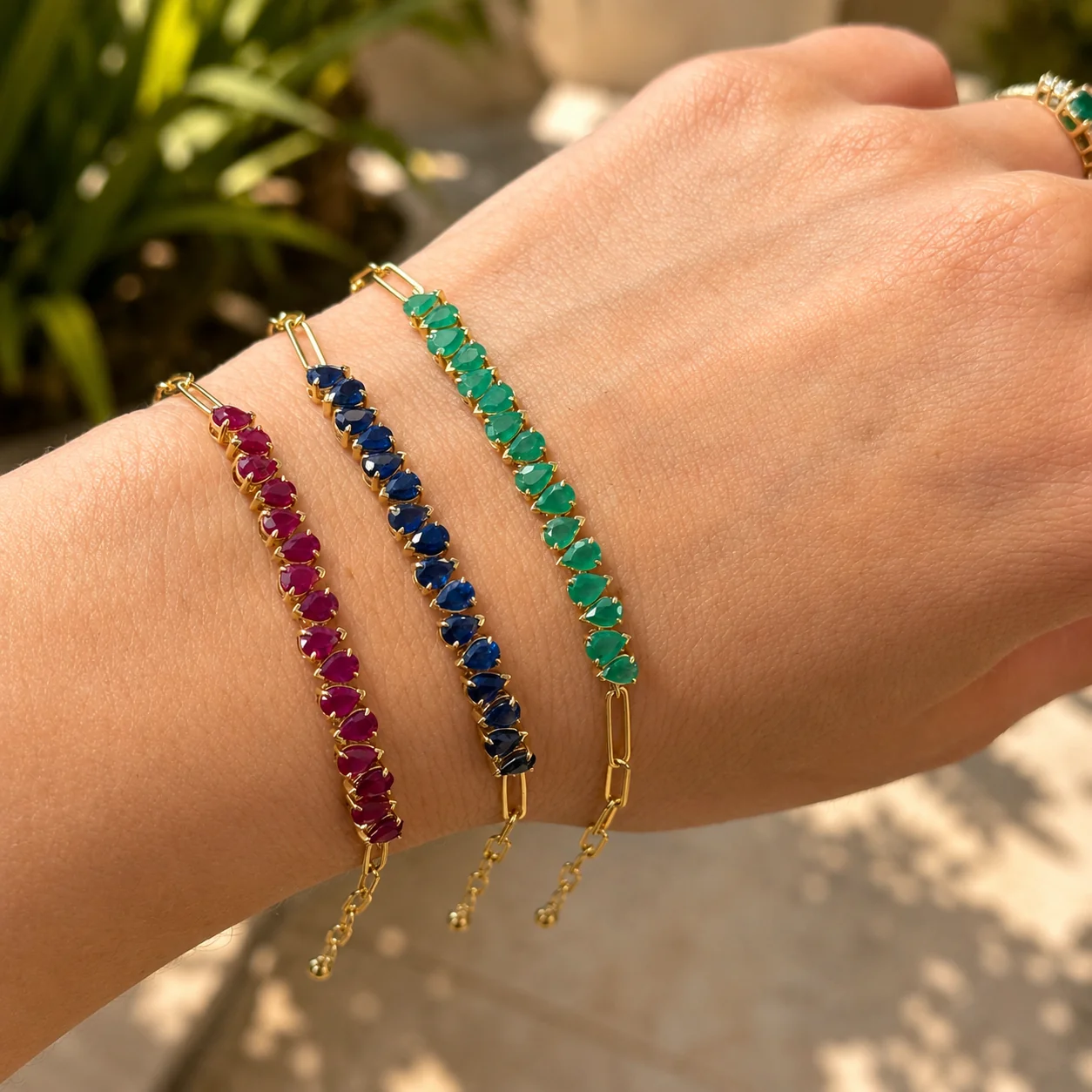 Paperclip Bracelet with Natural Color Stones - Image 4