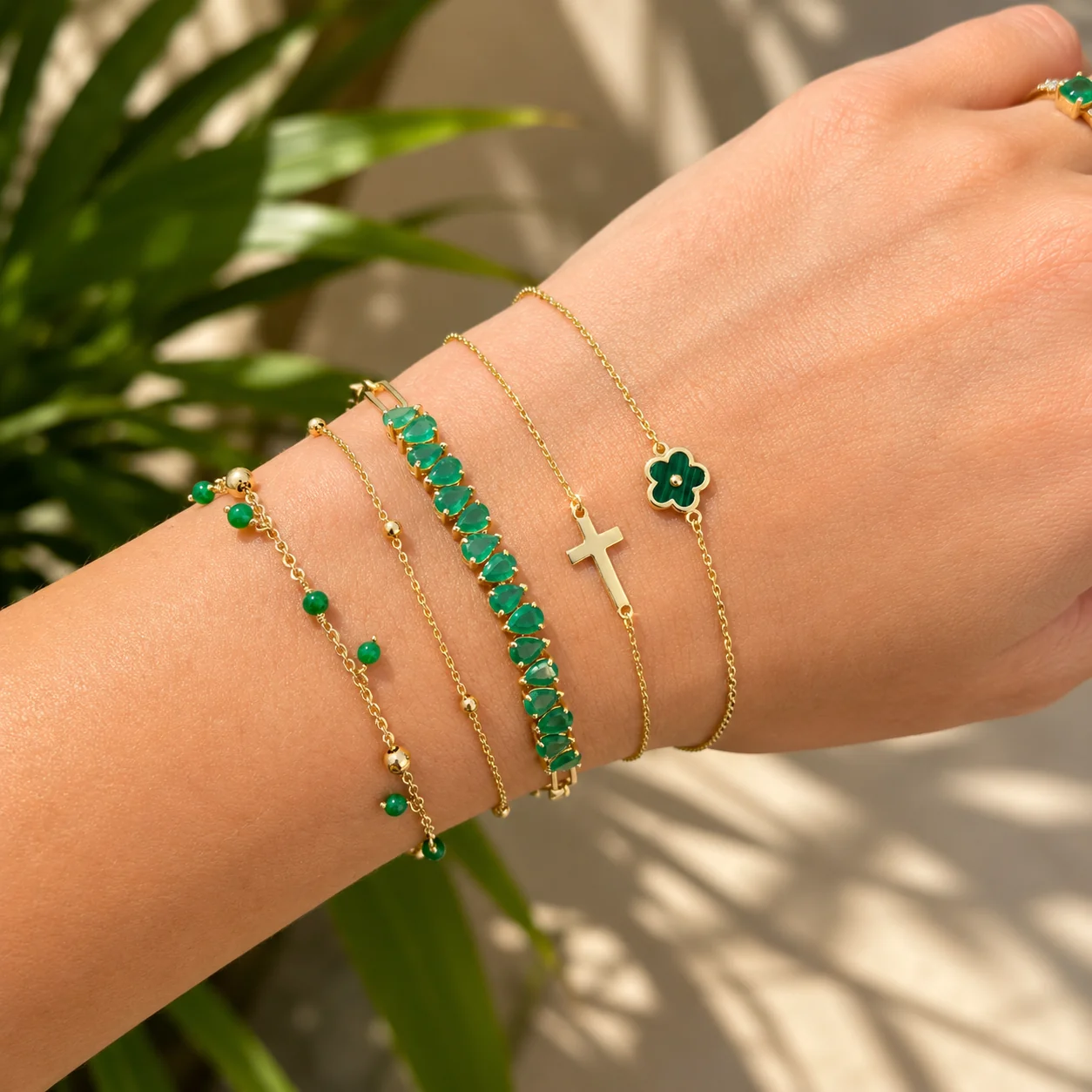 Paperclip Bracelet with Natural Color Stones - Image 5