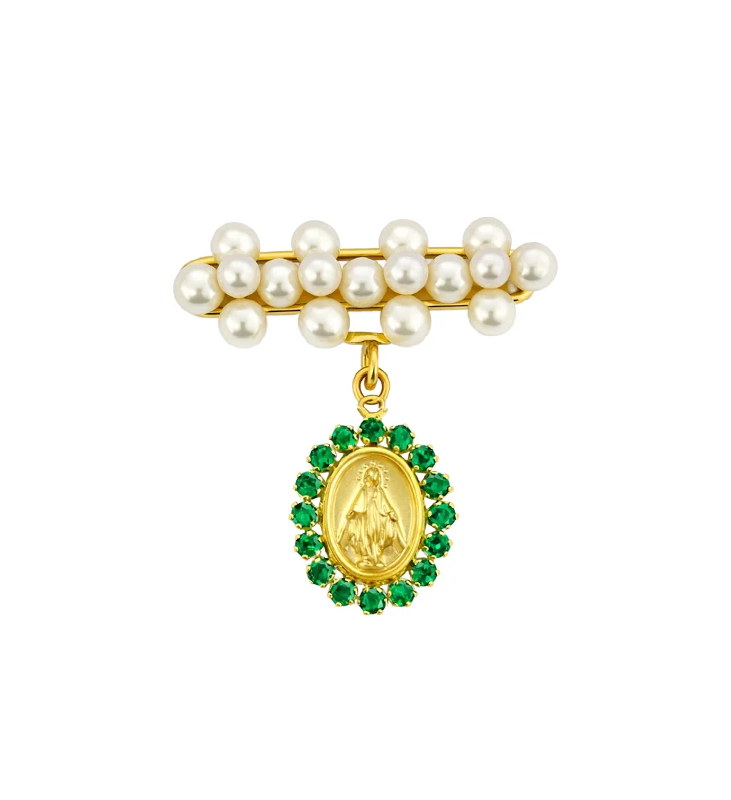 Pearl Bar Cluster Color Stone Miraculous Medal Baby Pin - Image 4