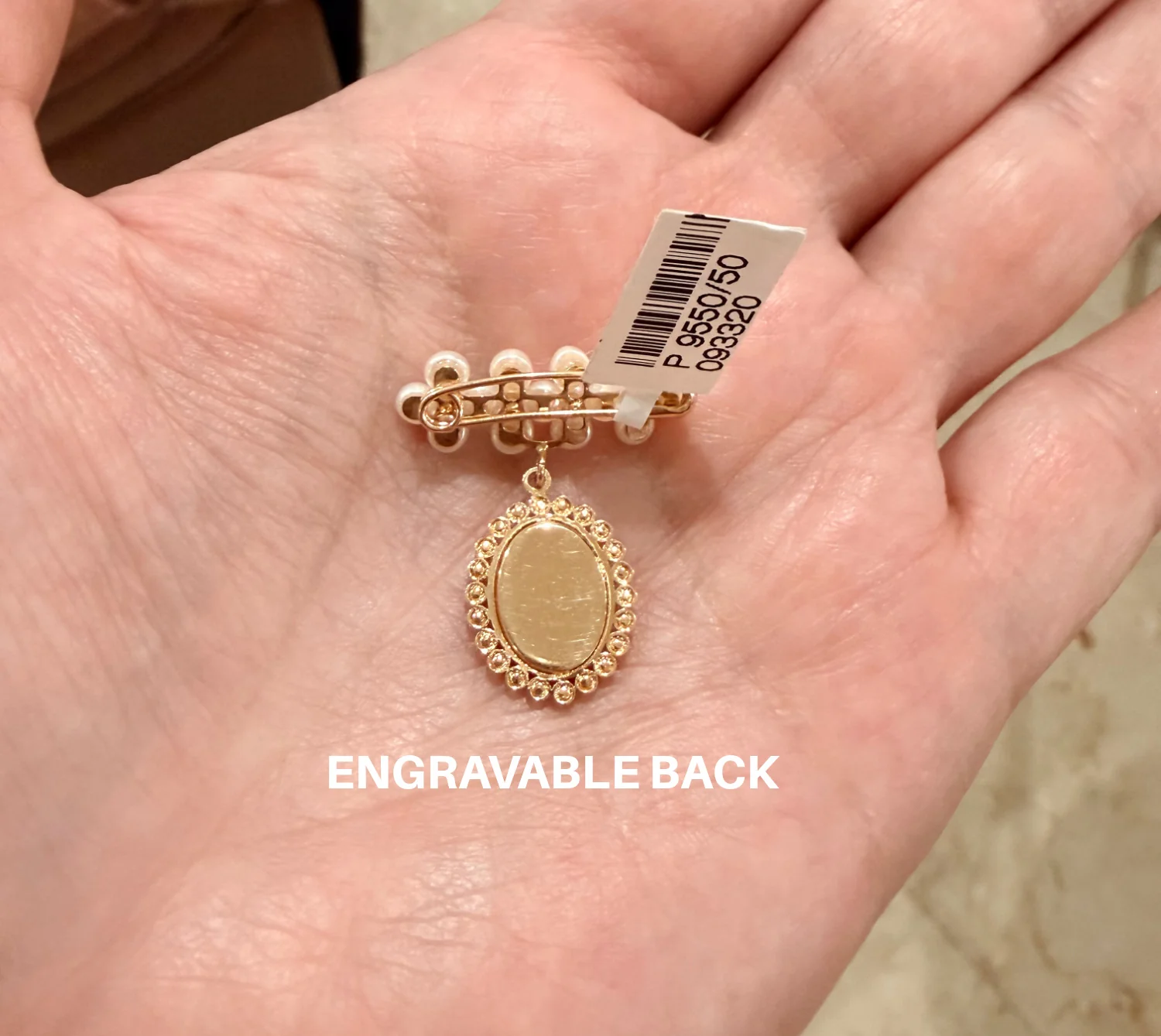 Pearl Bar Cluster Cubic Zirconia Mother of Pearl Miraculous Medal Baby Pin - Image 4