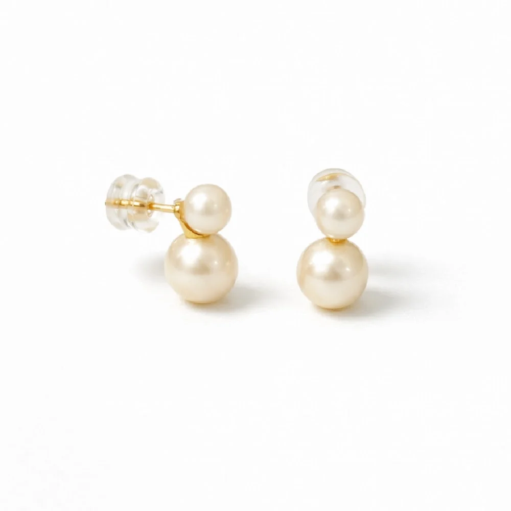 Peek-A-Boo Pearl or Pearl & Turquoise Earrings with Silicone Screwback