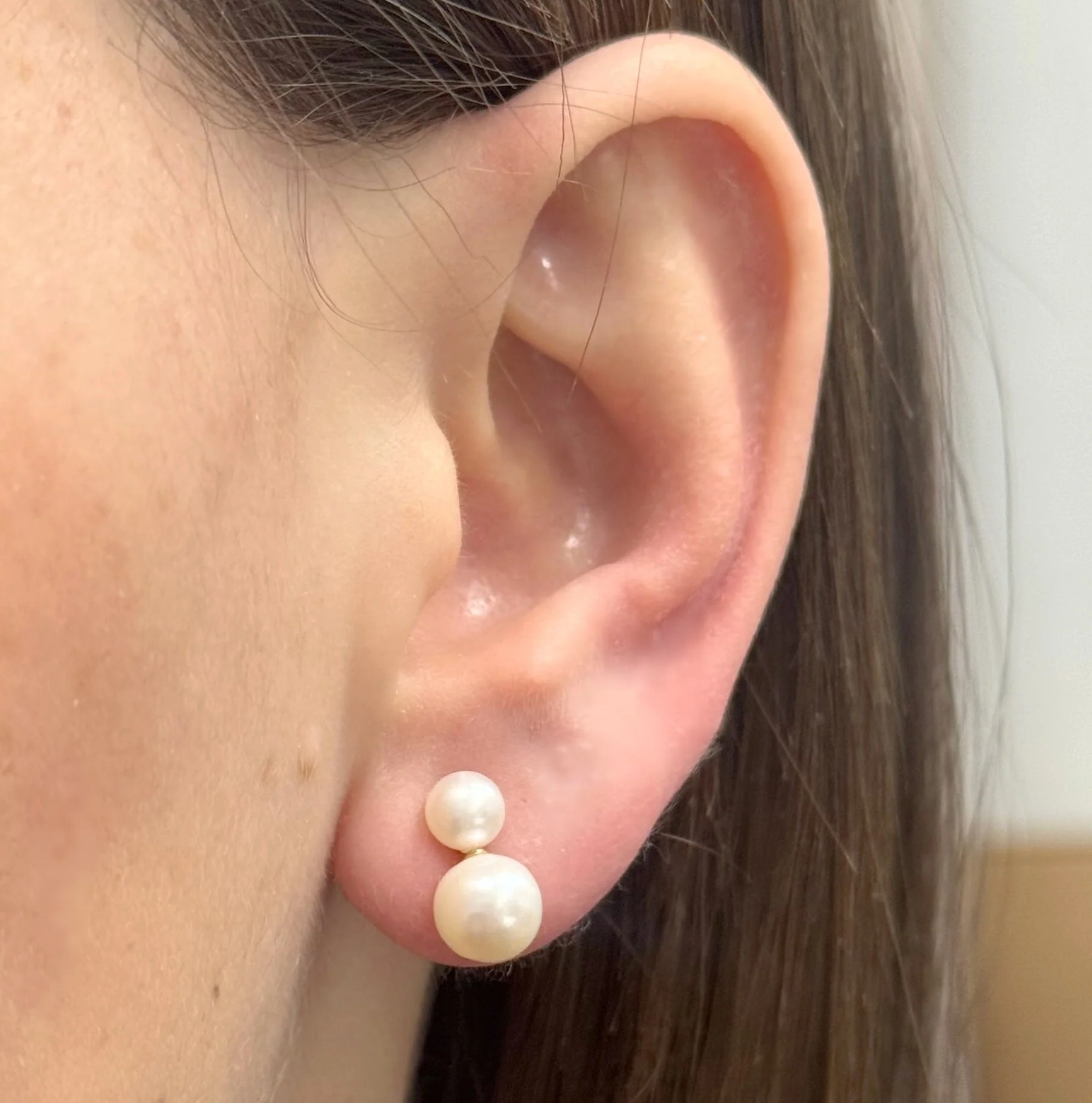 Peek-A-Boo Pearl or Pearl & Turquoise Earrings with Silicone Screwback - Image 2