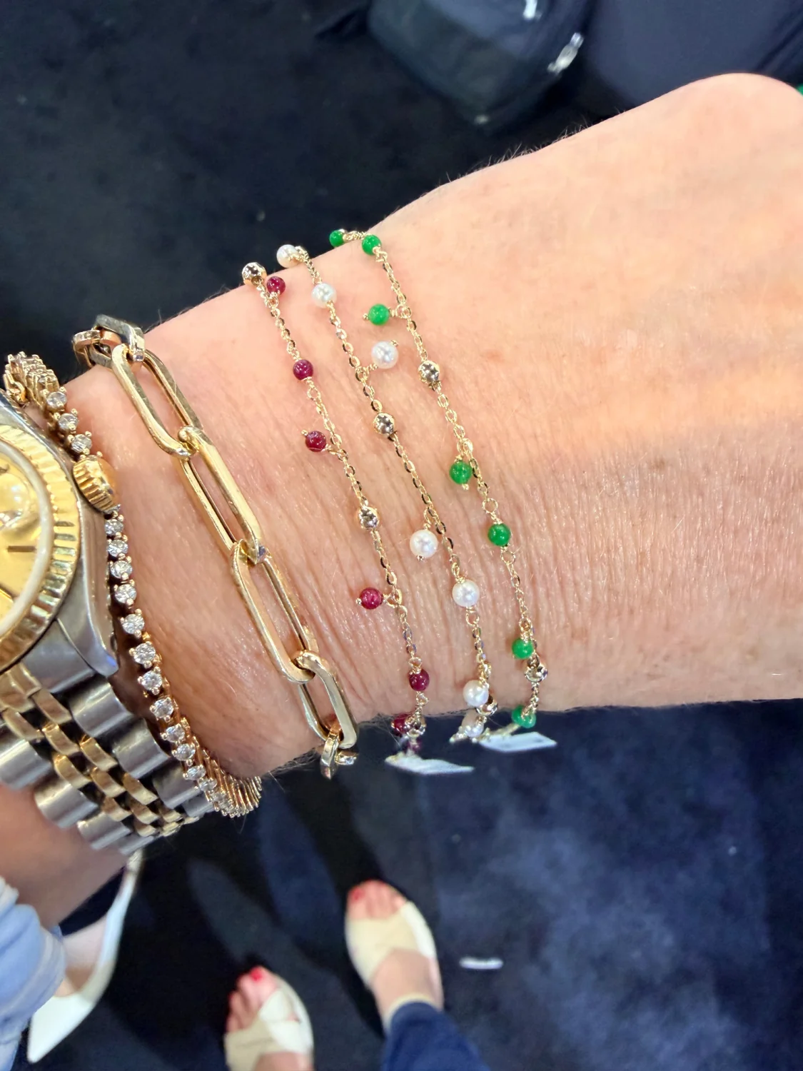 Freshwater Dangle Pearl And Bead Station Bracelet - Image 4