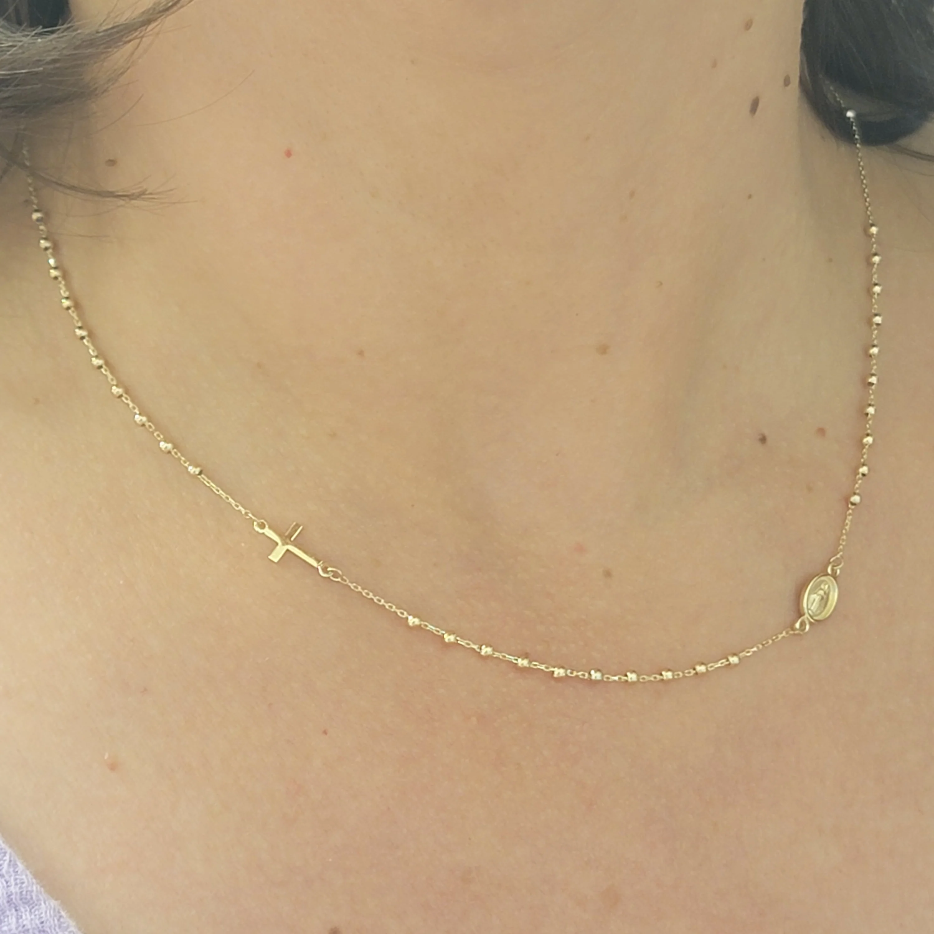 Miraculous And Cross Rosary Necklace - Image 2