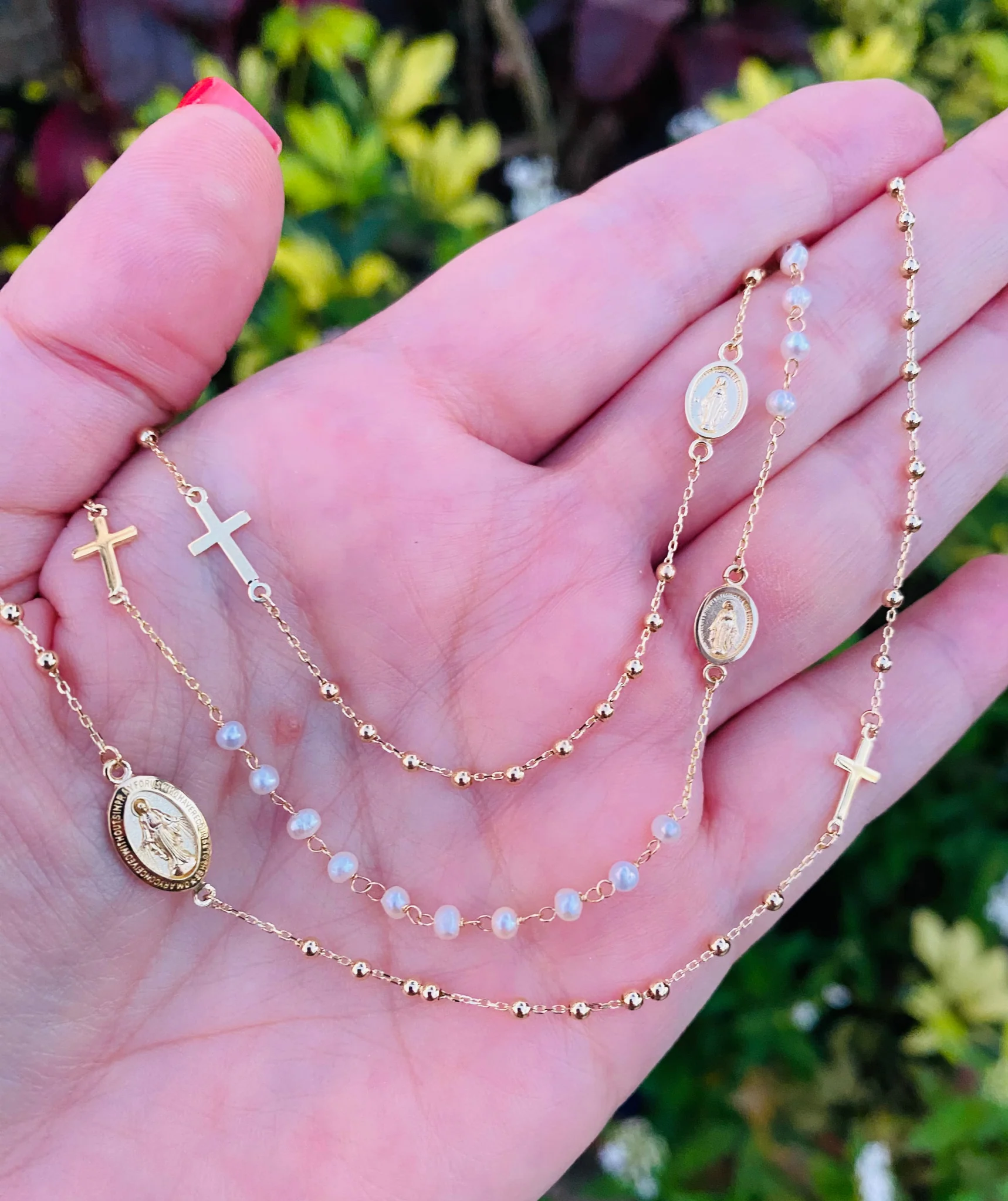 Miraculous And Cross Rosary Necklace - Image 3