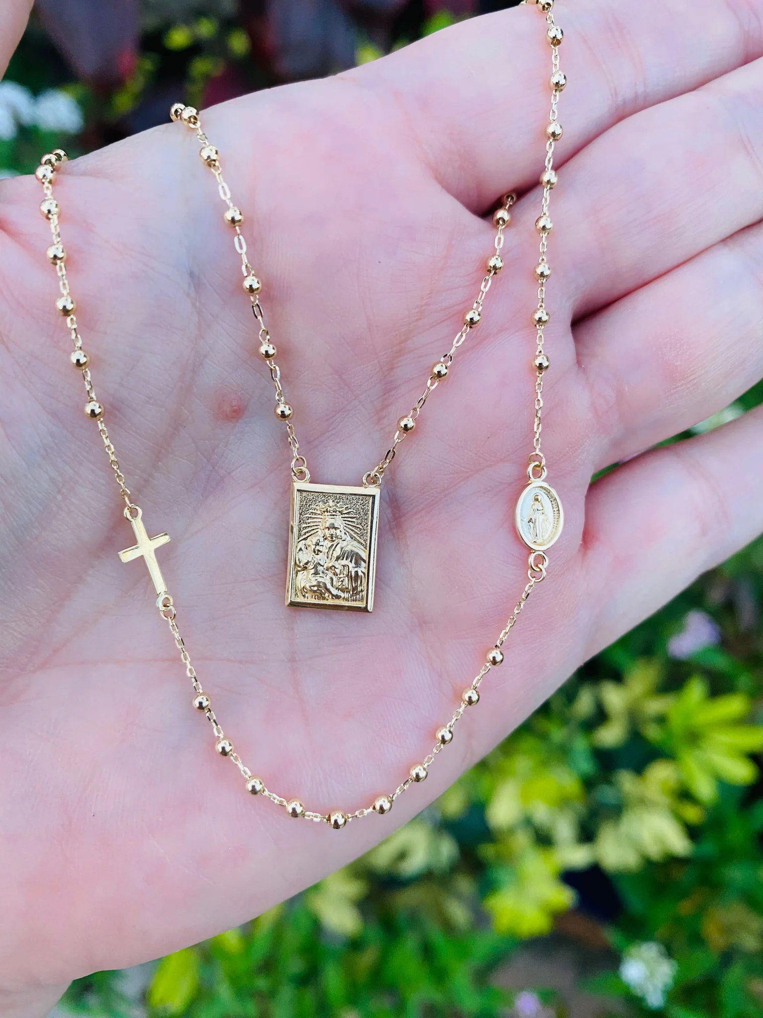 Miraculous And Cross Rosary Necklace - Image 4