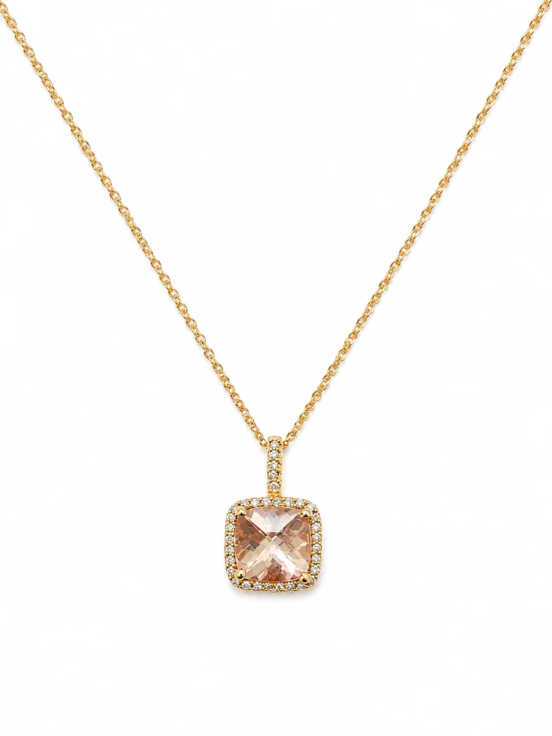 Morganite and Diamonds Pendant Necklace