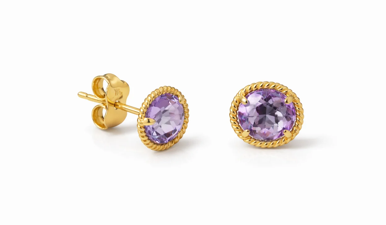 Round Amethyst Rope Halo Jewelry Set - Image 7