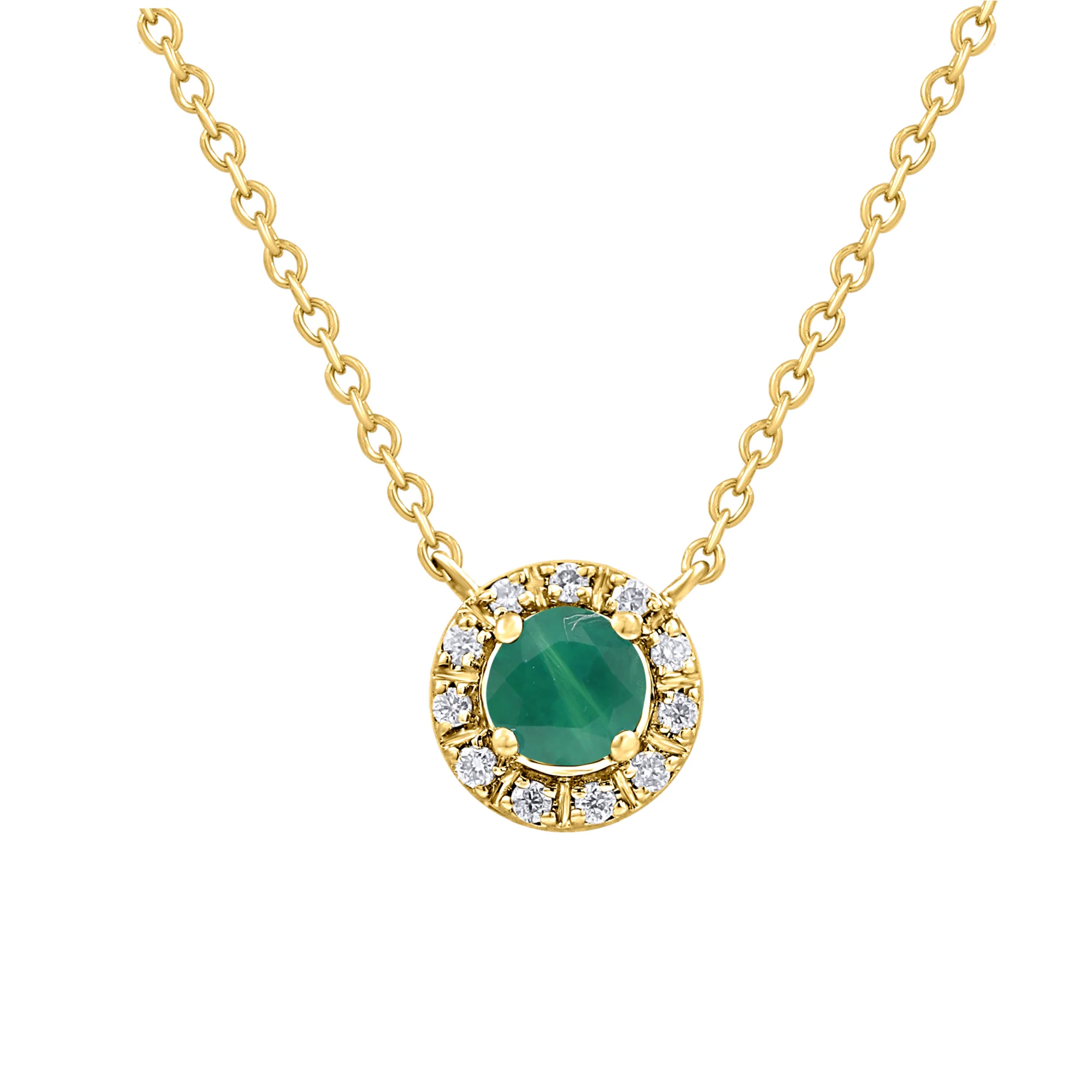 Round Halo Color Stone and Diamond Necklace - Image 6