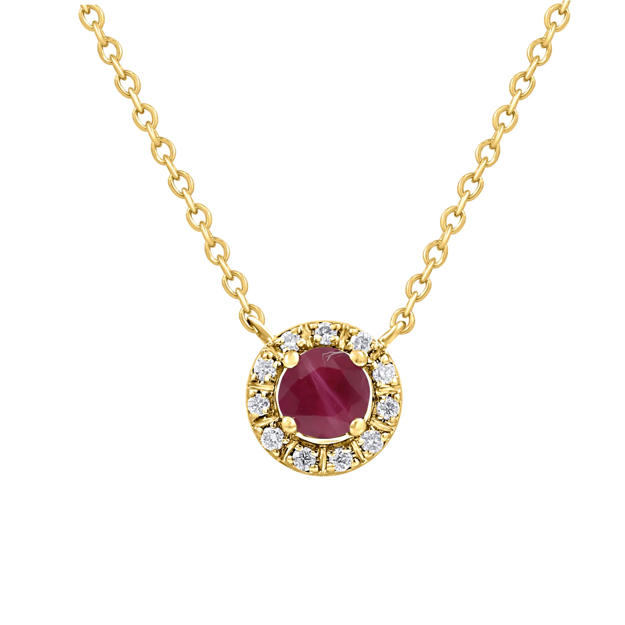 Round Halo Color Stone and Diamond Necklace - Image 7