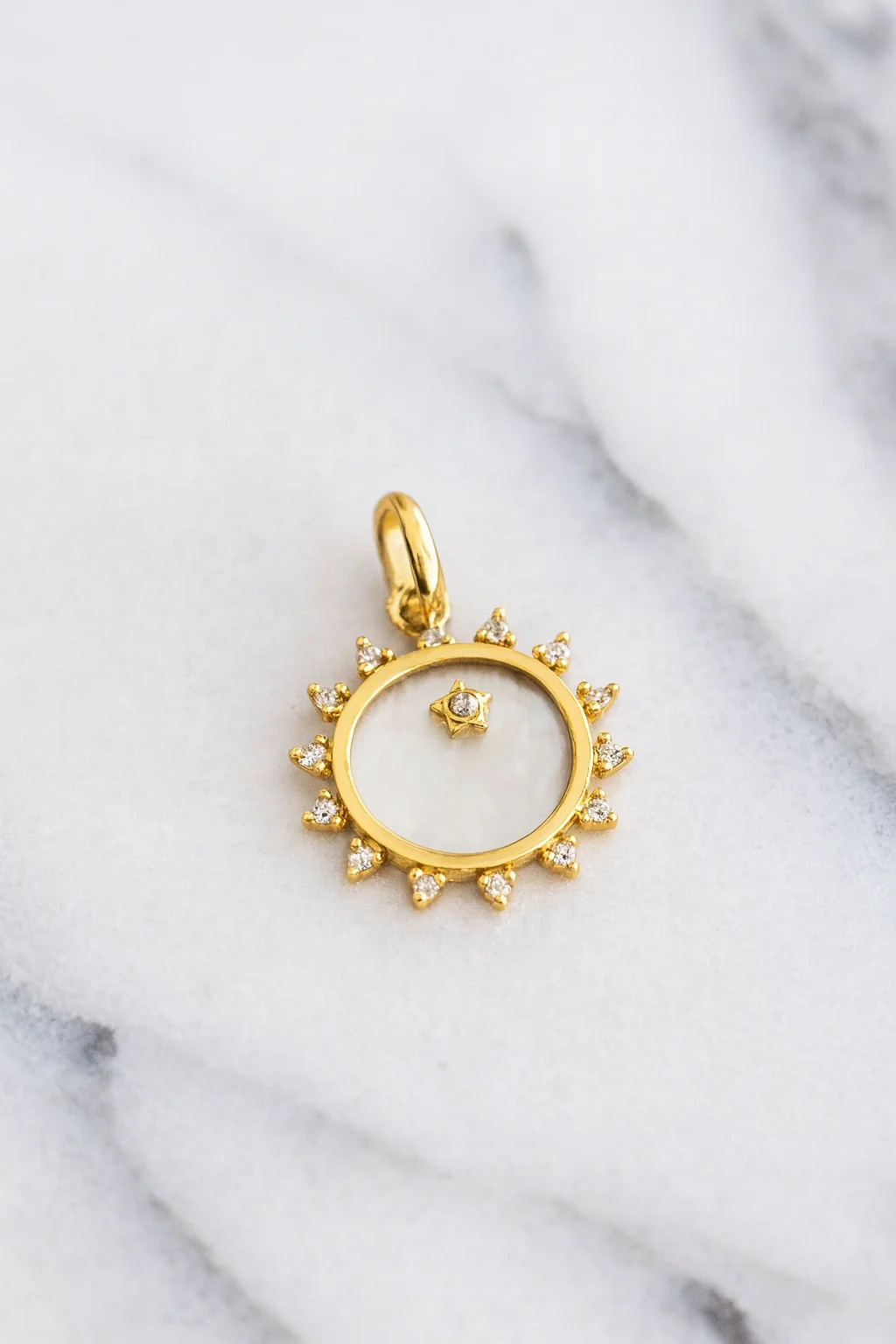 Round Mother of Pearl Celestial Pendant 14mm - Image 4