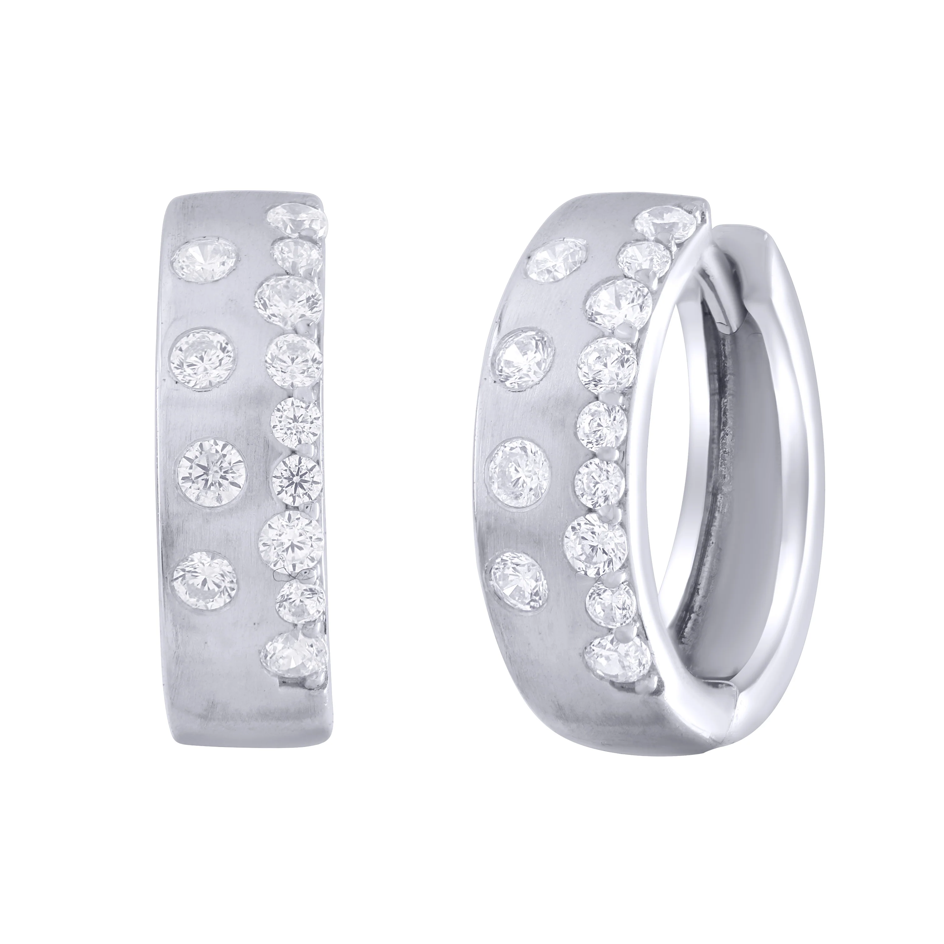 Satin Bezel Diamond Huggies - Image 3