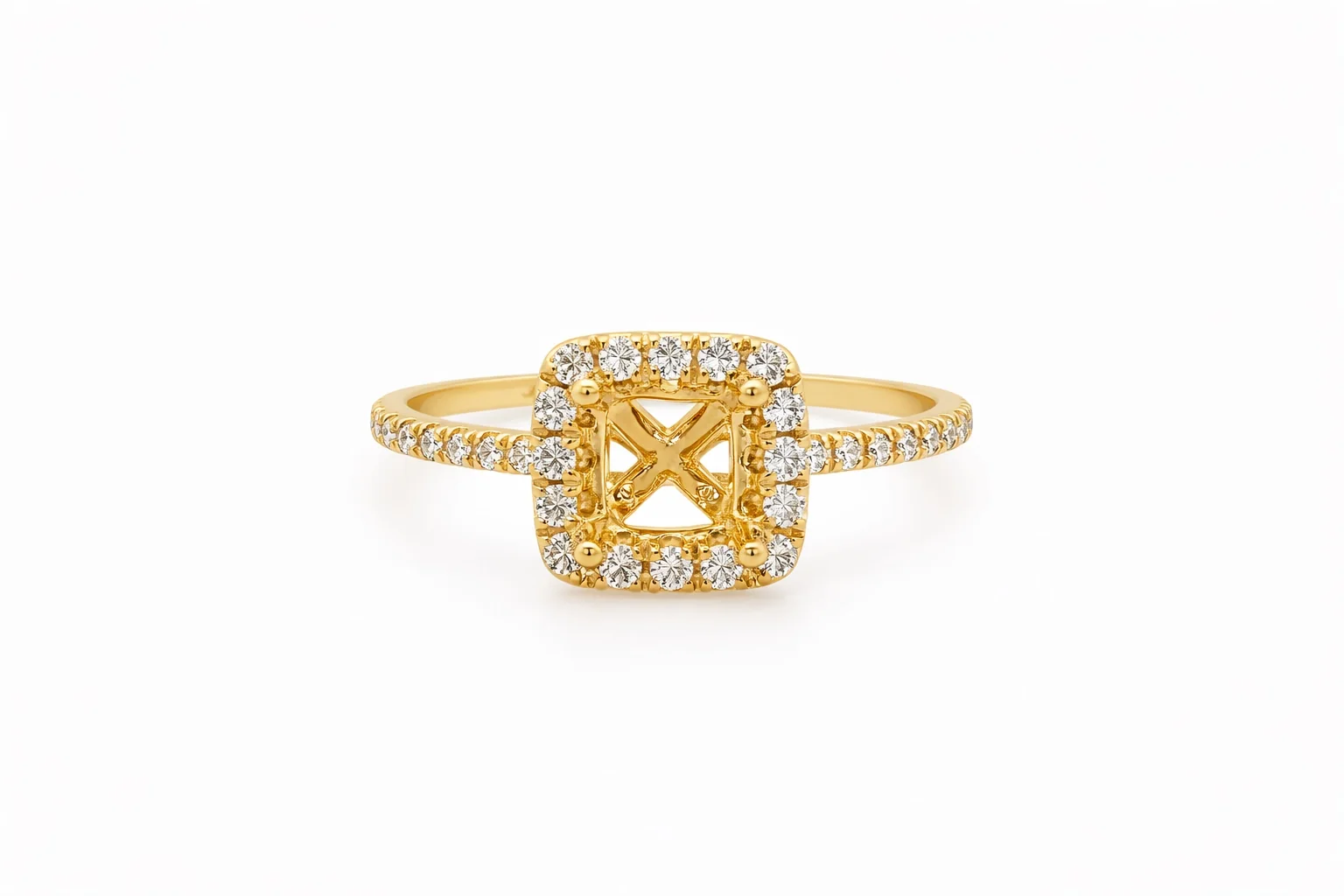 Signature Square Halo Diamond Engagement Ring Setting - Image 14