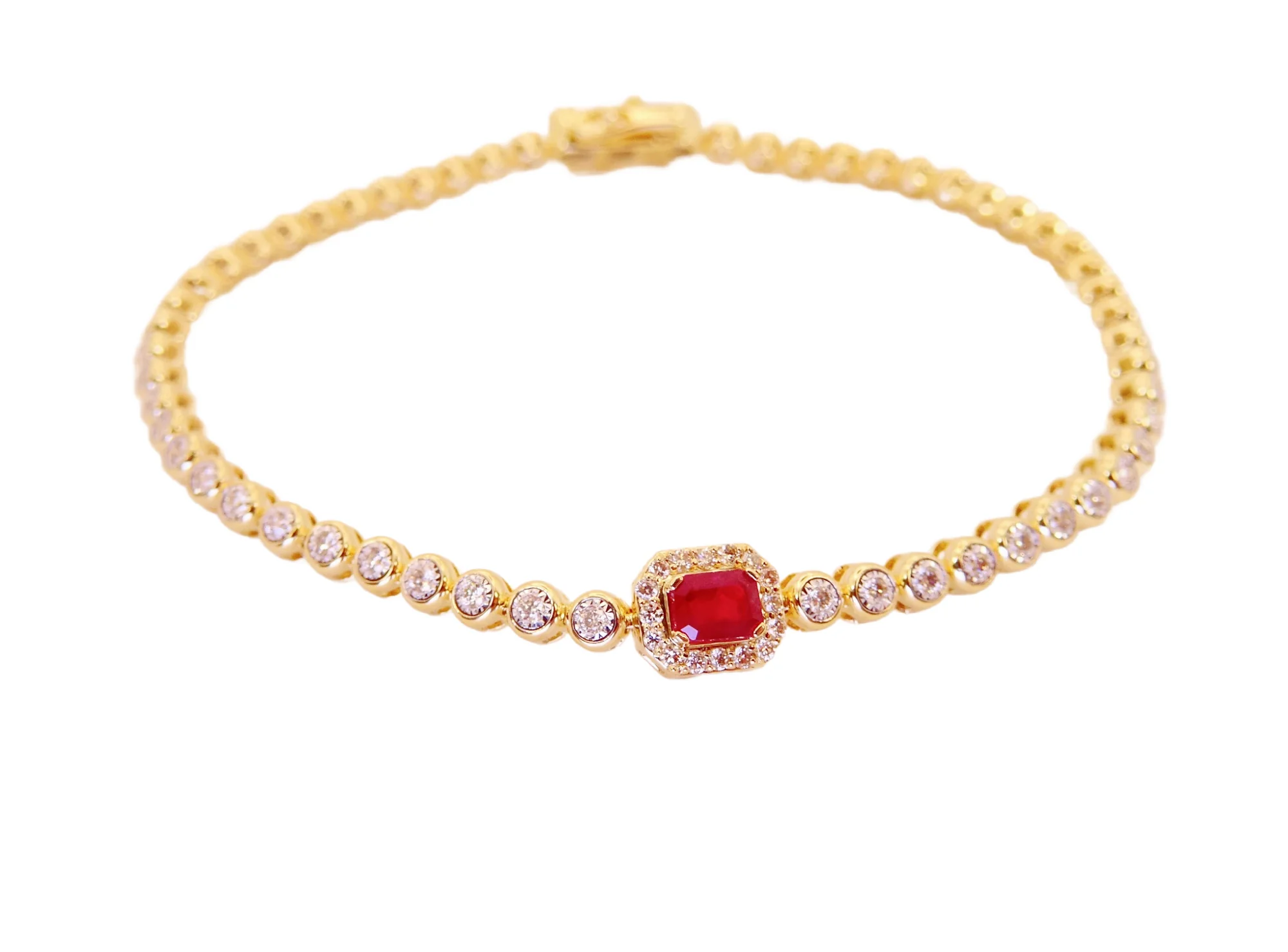 Single Color Stone Diamond Bezel Tennis Bracelet - Image 11
