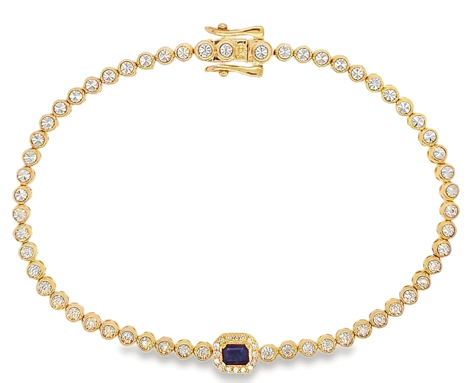 Single Color Stone Diamond Bezel Tennis Bracelet - Image 9
