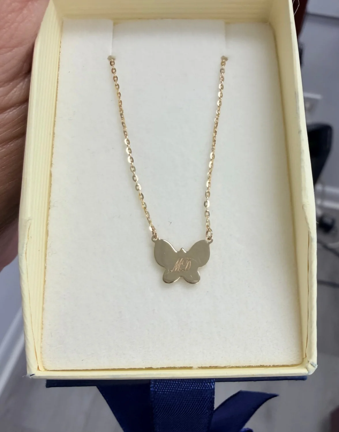 Single Mother of Pearl Butterfly Necklace - Image 5