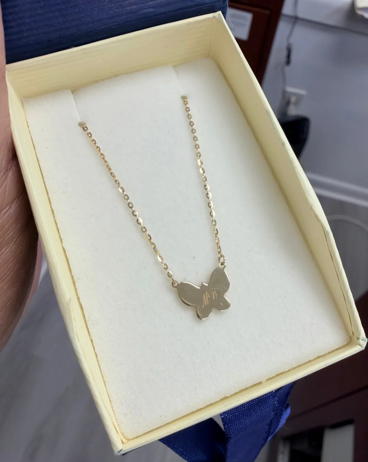 Single Mother of Pearl Butterfly Necklace - Image 6