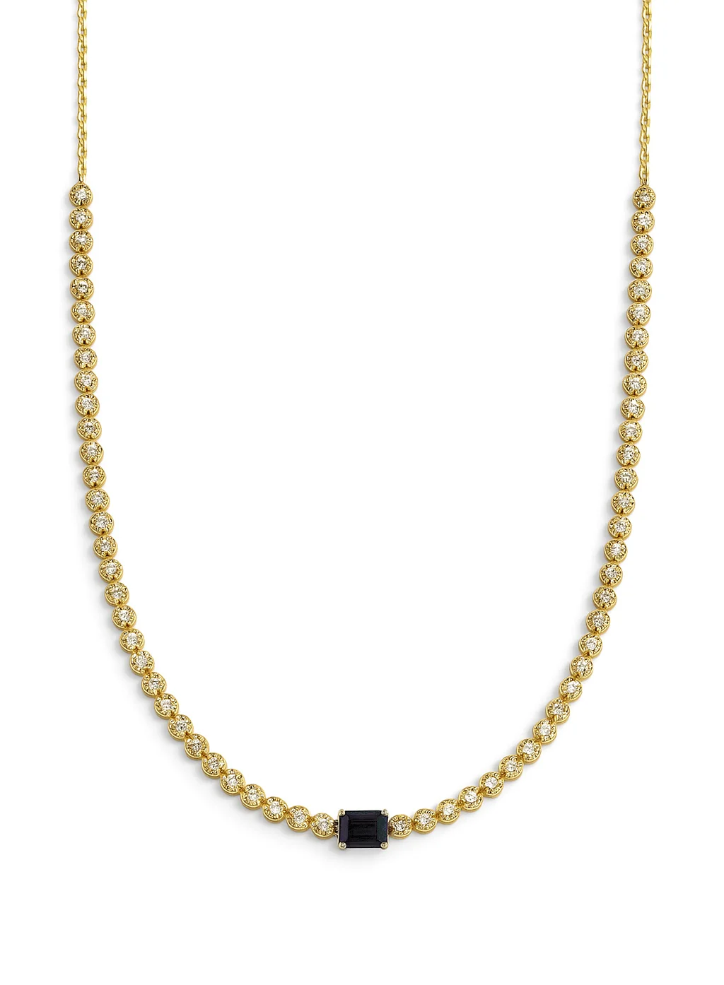 Single Step Cut Color Stone Diamond Tennis Necklace - Image 5