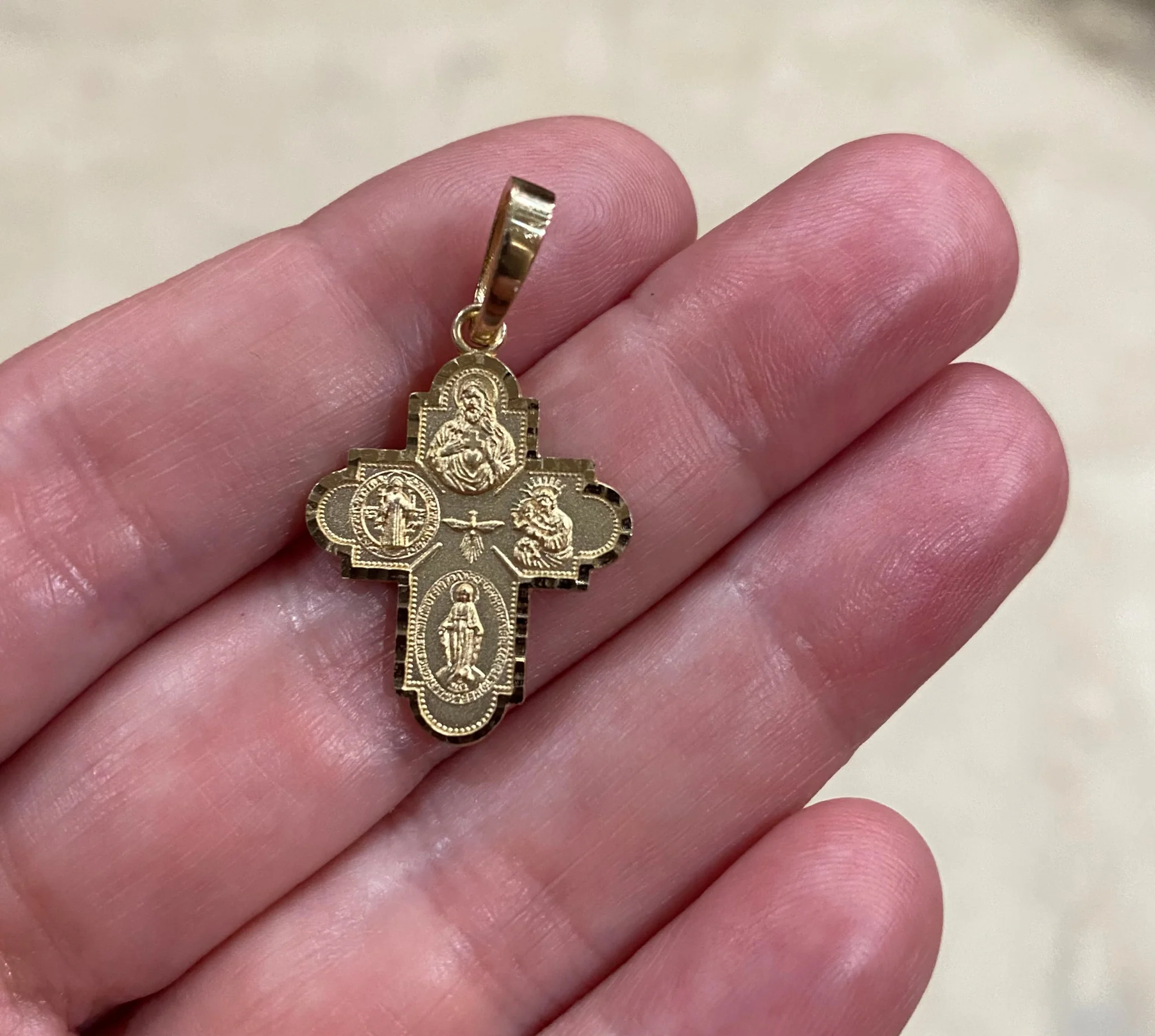 Small Four-Way Patron Saint Scapular Cross Pendant - Image 4