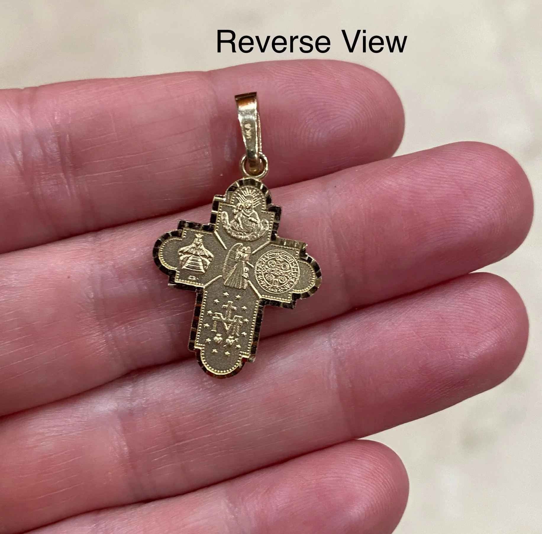 Small Four-Way Patron Saint Scapular Cross Pendant - Image 5