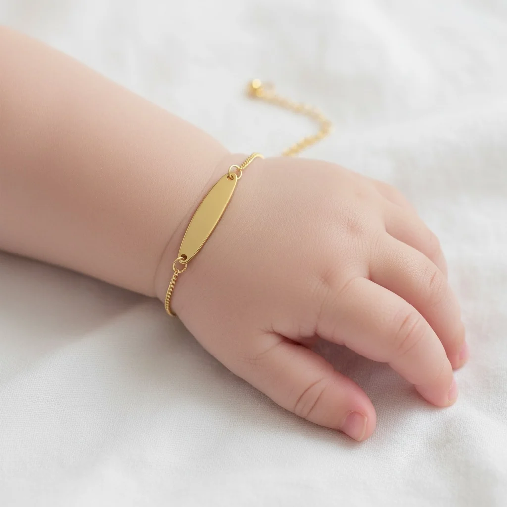 Thin Curb Link Baby ID Bracelet Newborn to 3 years - Image 2