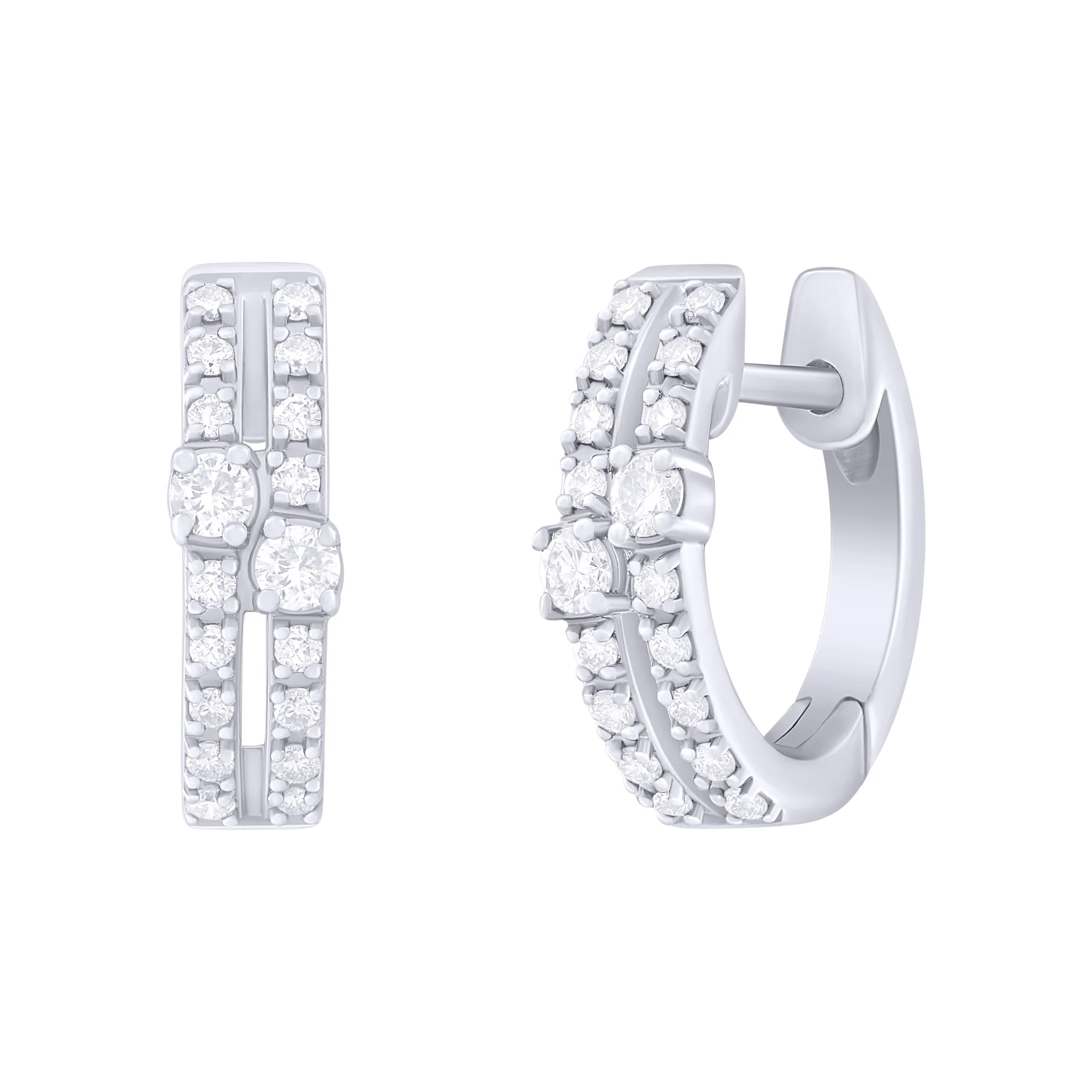 Toi Et Moi Diamond Pave Huggie Earrings - Image 3