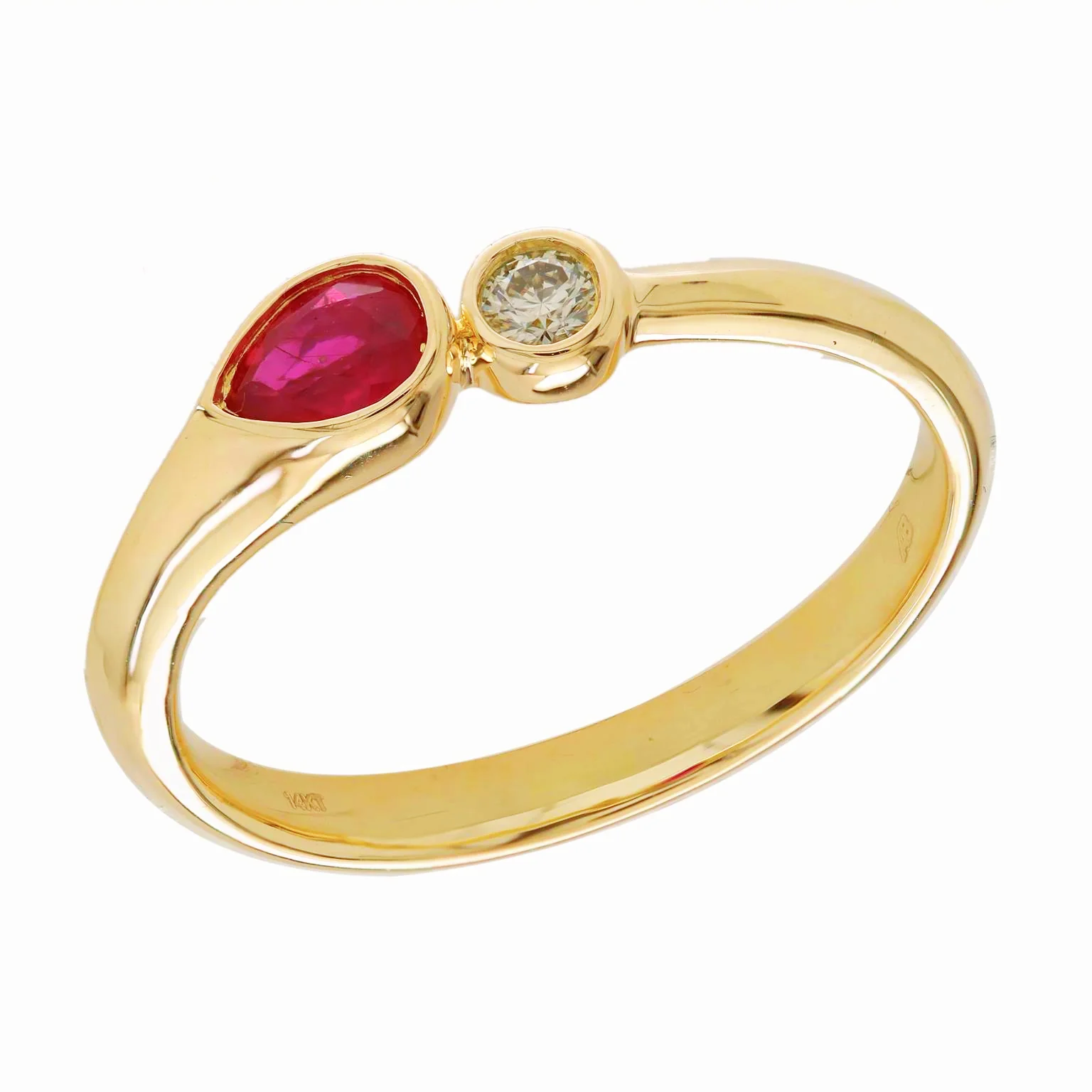 Toi Et Moi Pear Color Stone Gemstone And Diamond Ring Bezel Set