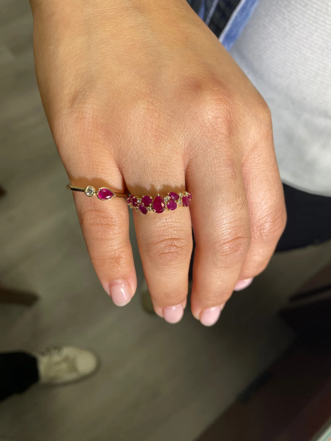 Toi Et Moi Pear Color Stone Gemstone And Diamond Ring Bezel Set - Image 3