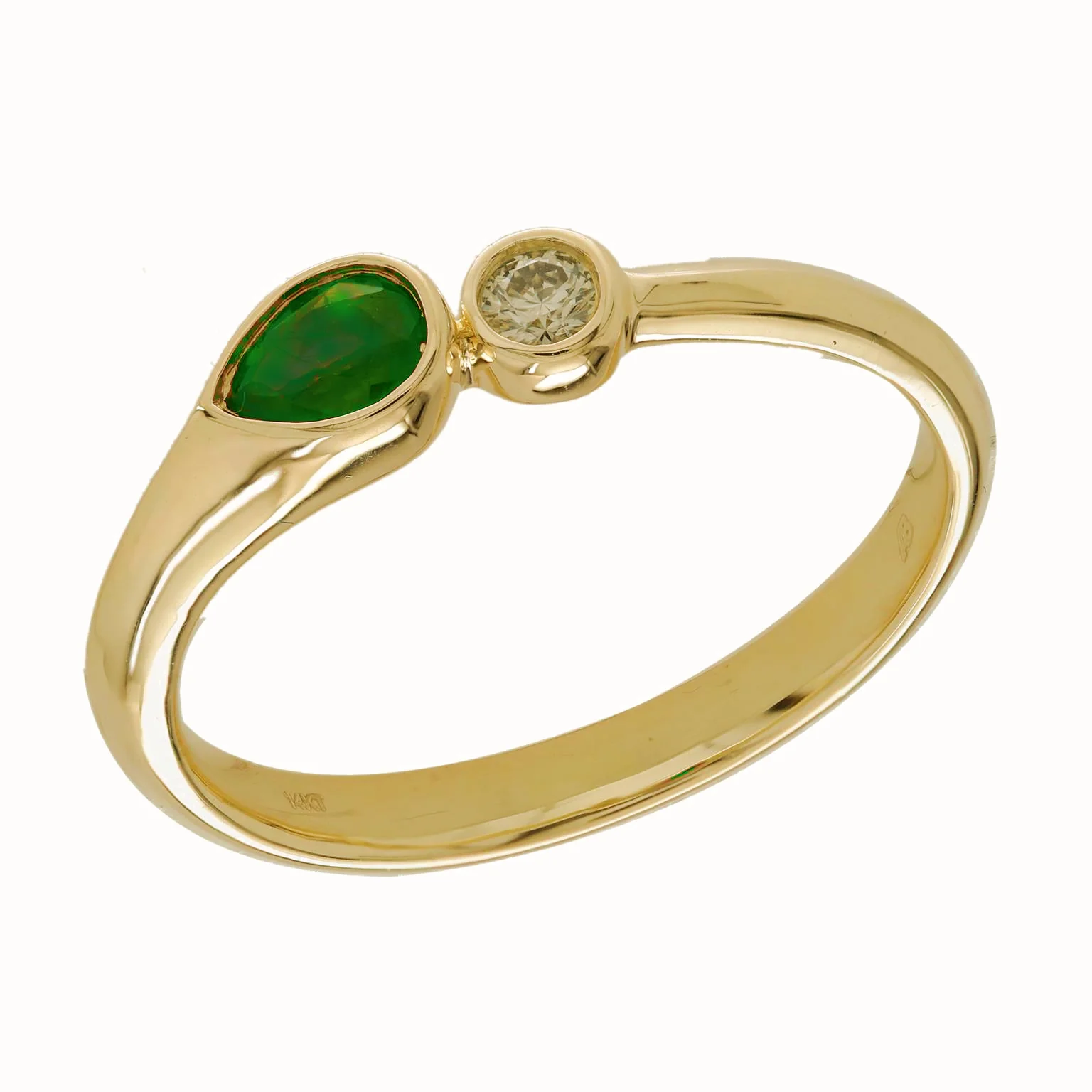 Toi Et Moi Pear Color Stone Gemstone And Diamond Ring Bezel Set - Image 8