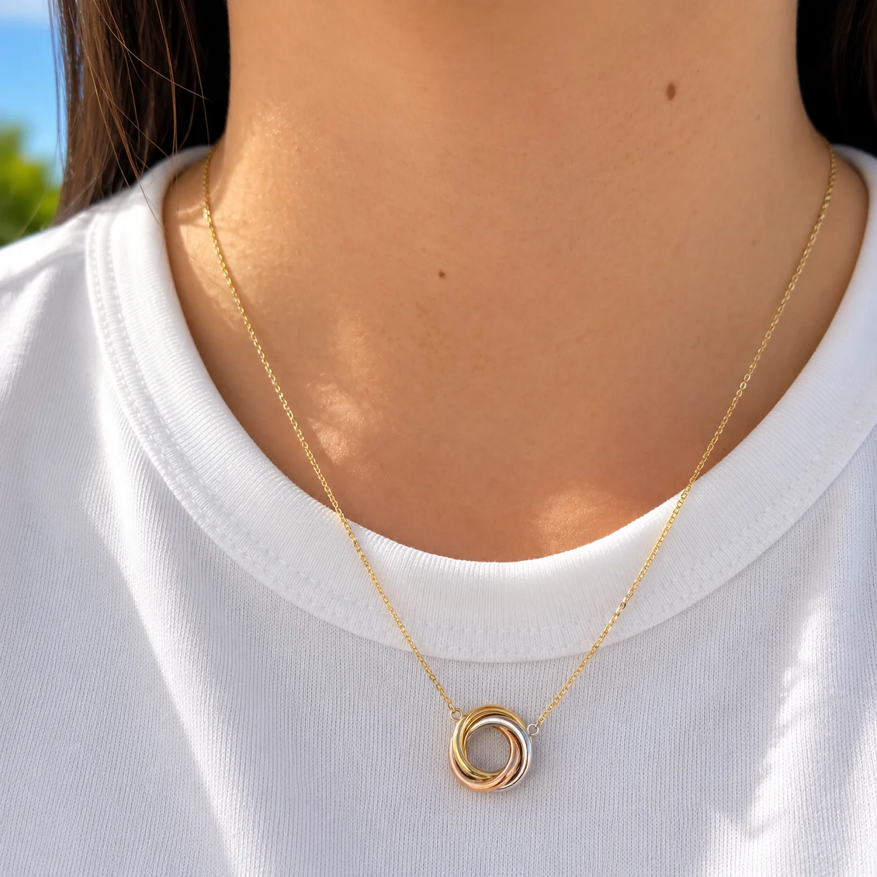Tricolor Love Knot Necklace - Image 2