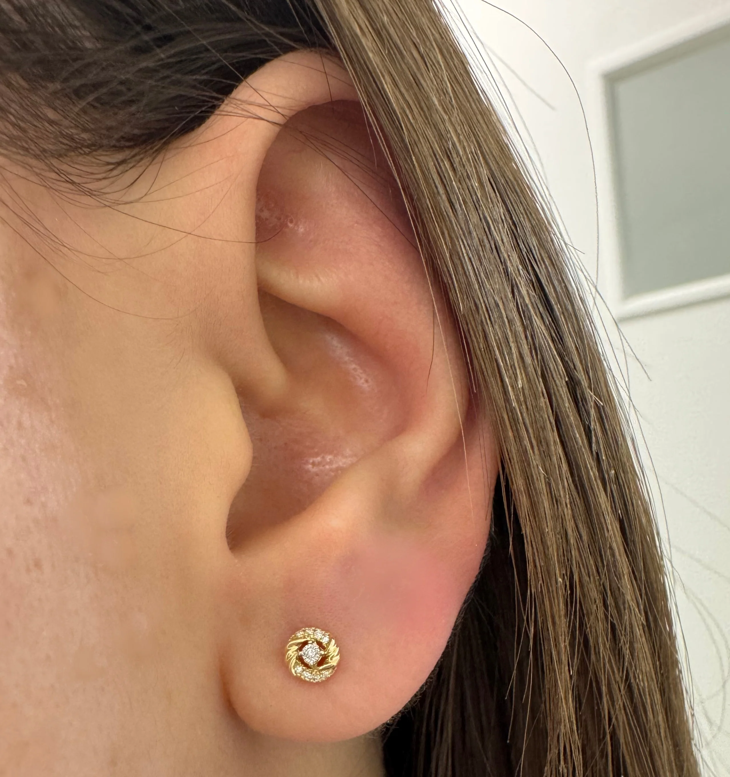 Twist Diamond Stud Earrings - Image 2