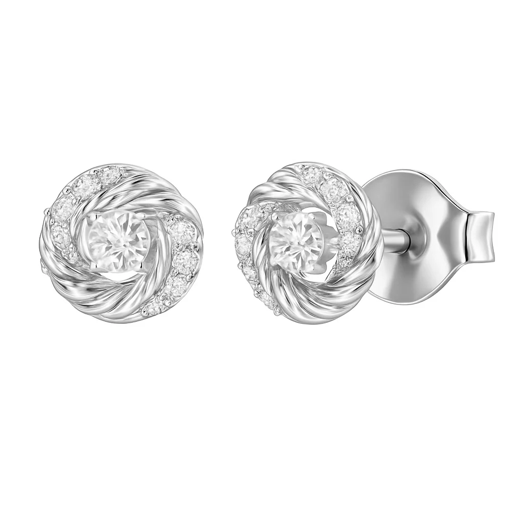 Twist Diamond Stud Earrings - Image 5