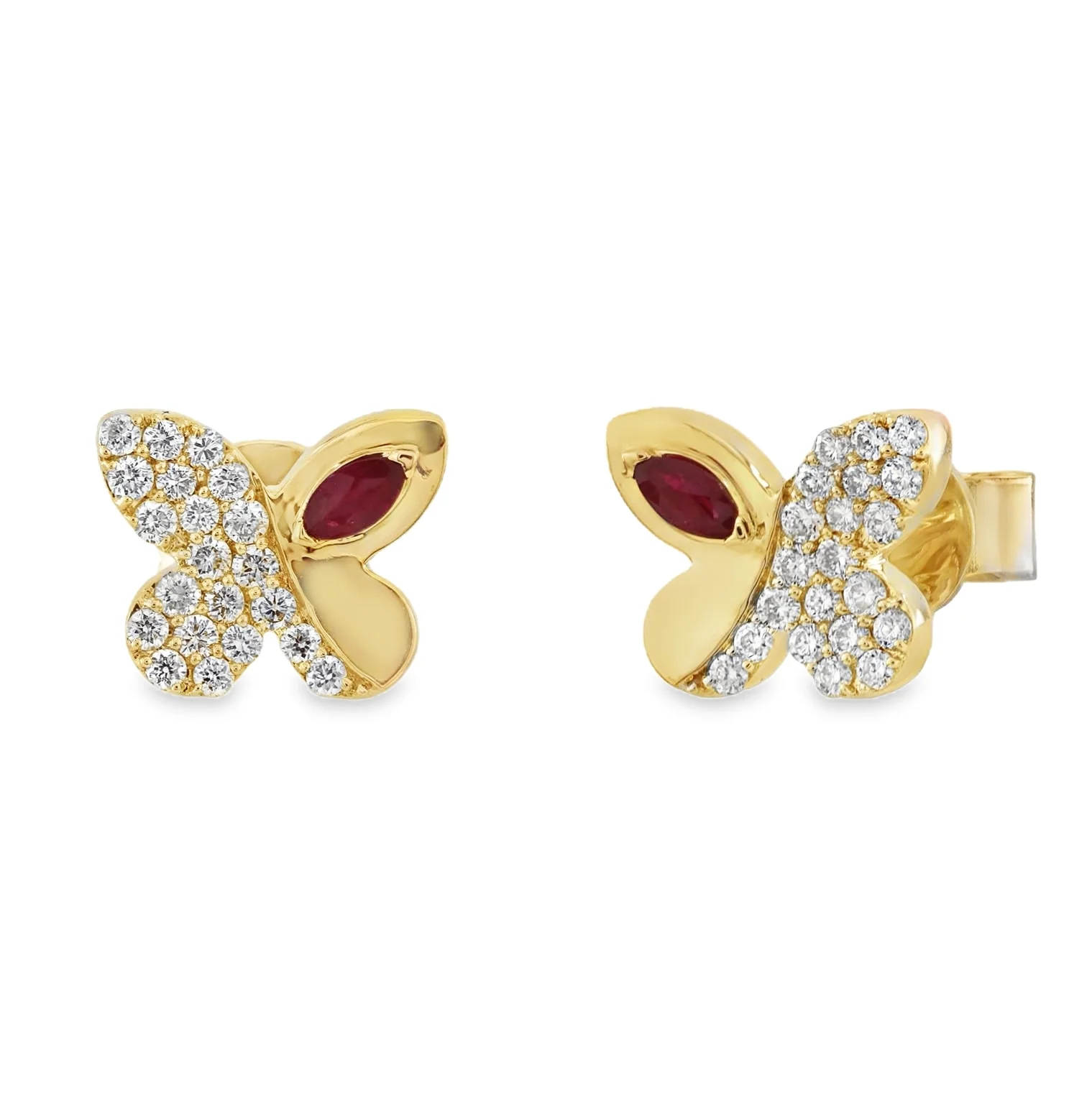 Whimsy in Flight Diamond And Color Stone Butterfly Earrings - Image 3