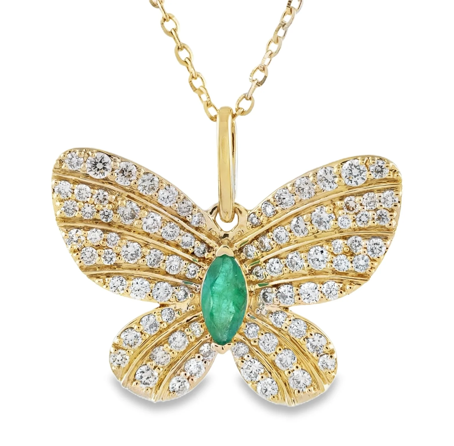 Whimsy in Flight Large Pave Diamond and Marquise Color Stone Butterfly Pendant Necklace - Image 8